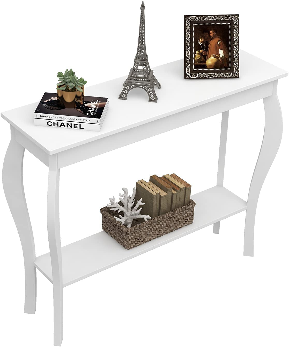 Narrow Console Table, Chic Accent Sofa Table, Entryway Table, White