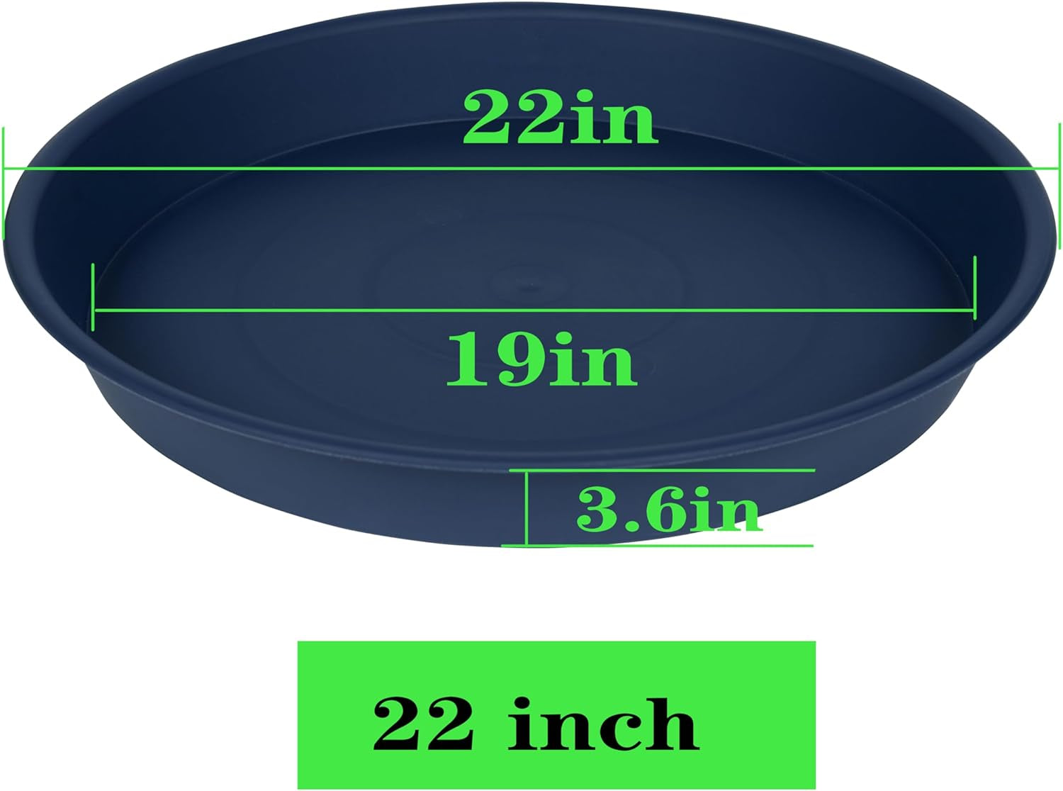 2 Pack of Plant Saucer 20 22 Inch, 3.6" Depth, Large Deep Heavy Duty Plant Saucers, Garden Plastic Plant Trays for Indoors Outdoor, Pot Tray for Planter 19-23" (Blue)