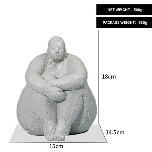 Statue Sculpture Figurines for Interior Desk Accessories Home Decoration Accessories Nordic Decor Resin Fat Woman Bedroom Gray