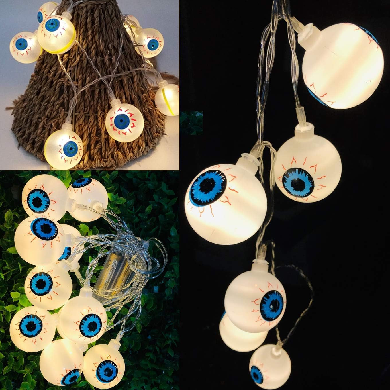 Halloween Eyeball String Lights, Battery Operated String Lights for Halloween Decorations (Eye)