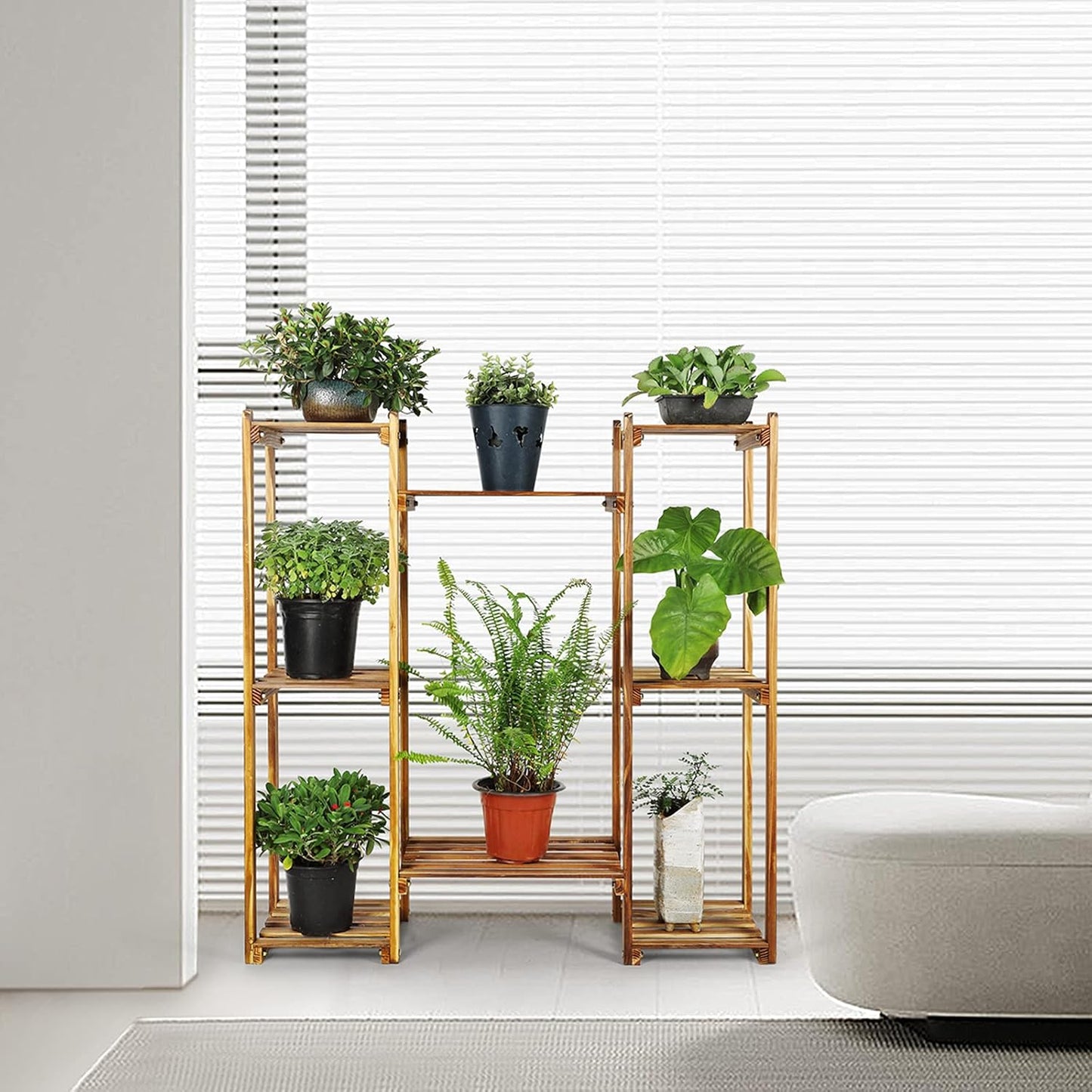 Plant Stand Wood Plant Rack Storage Display Shelf for Patio Garden Balcony Yard