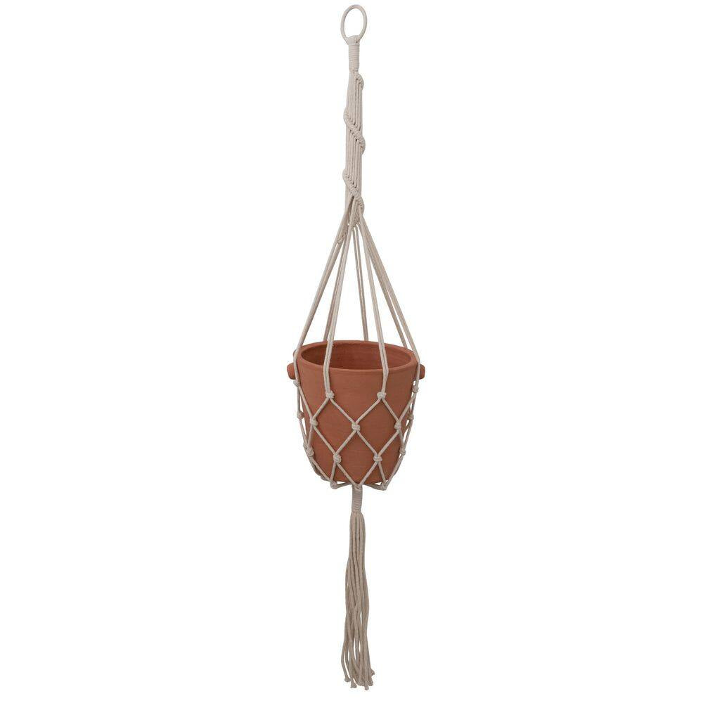 Handwoven Natural Cotton Macrame Plant Hanger with Hook