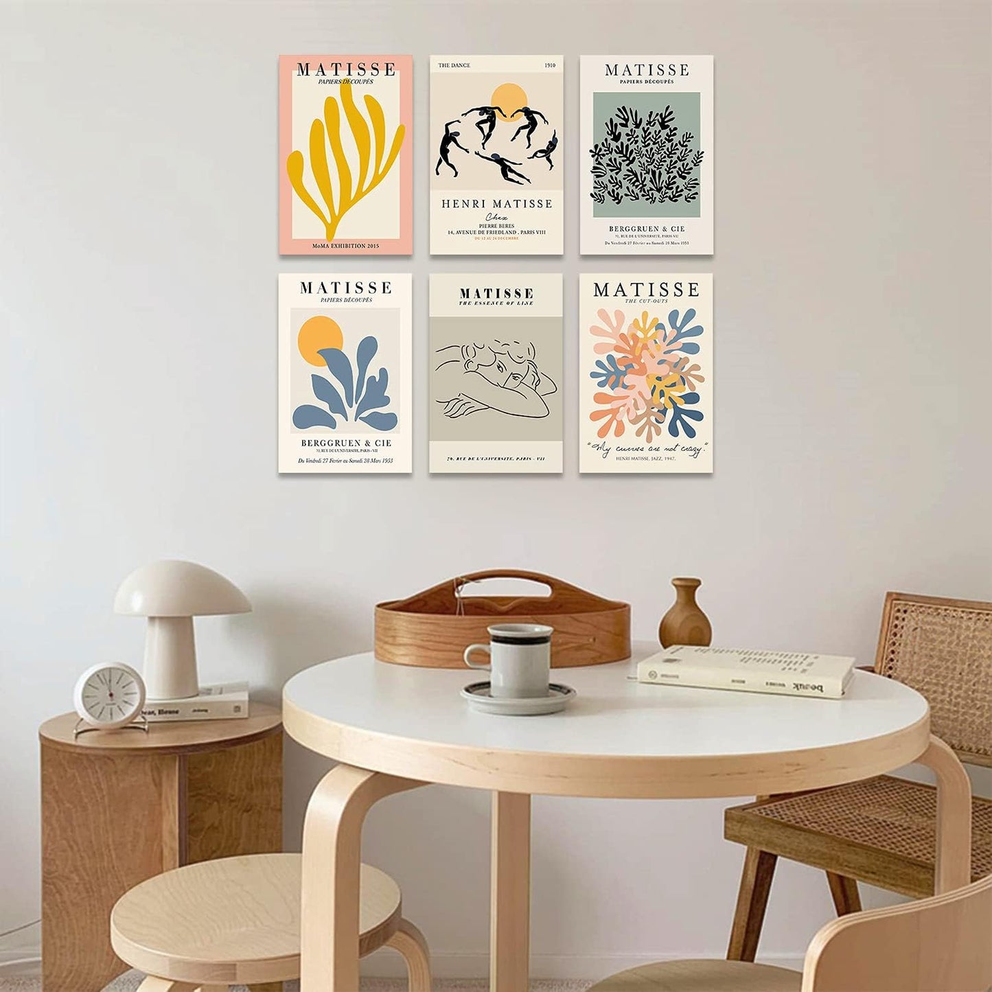 Matisse Wall Art Wall Prints Minimalist Wall Decor Matisse Posters for Room Matisse Prints Danish Pastel Room Decor 12X18 Inch 6 Pieces Unframed