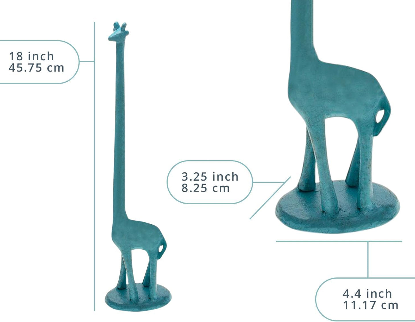 Paper Towel Holder or Free Standing Toilet Paper Holder- Cast Iron Giraffe Paper Holder - Bathroom Toilet Paper Holder or Stand up Paper Towel Holder - Rustic Blue W/Vintage Finish by