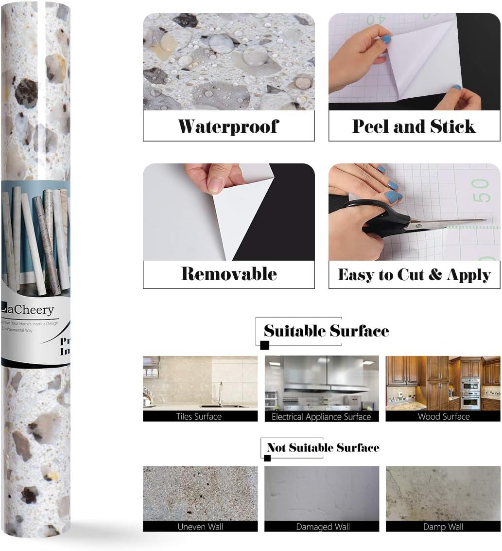 Marble Contact Paper for Countertops Granite Countertop Contact Paper Decorative Self Adhesive Wall Paper Roll Removable Marble Peel and Stick Wallpaper for Cabinets Drawer Shelves 15.8"X80"