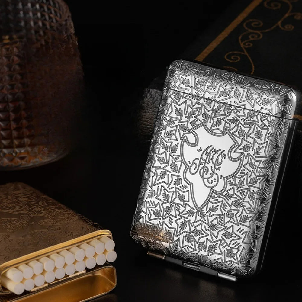 New Luxury Vintage Engraved Cigarette Case Container Pocket Cigarette Case Holder 84Mm Cigarette Smoking Storage Box Mens Gift