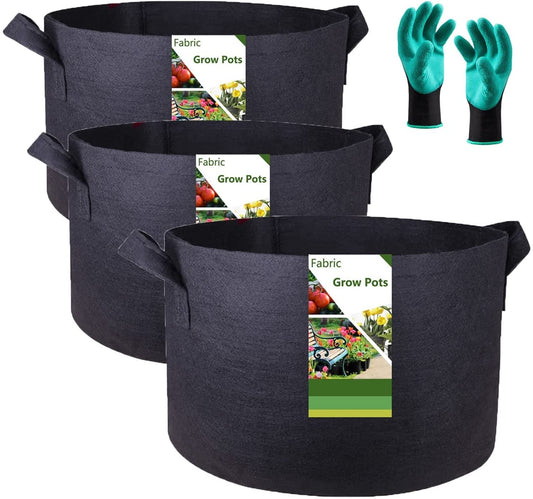 3-Pack 20 Gallon Thickened Plant Grow Bags (22X12 Inch) Big Fabric Plant Pots for Tomato,Potato Planter,Herbs Vegetables Plant Bags,Flower Pot,Barrel Planter,Container Garden,Yard Waste Bags,Leaf Bags