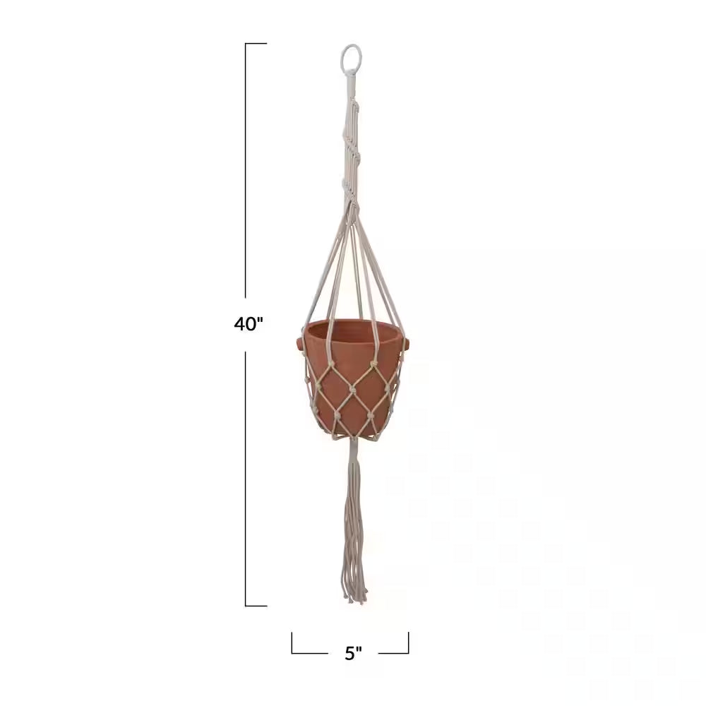 Handwoven Natural Cotton Macrame Plant Hanger with Hook