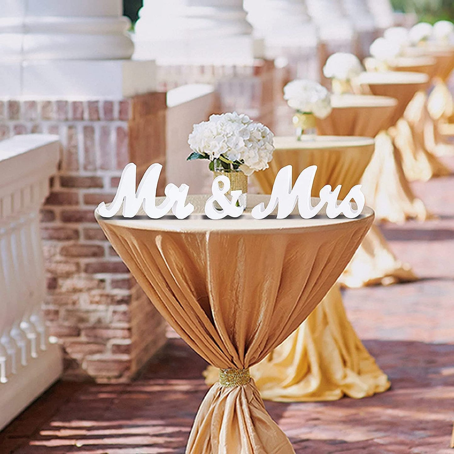 Large White Mr & Mrs Sign for Wedding Table with Just Married Banner - Wooden Letter Decorations for Anniversary