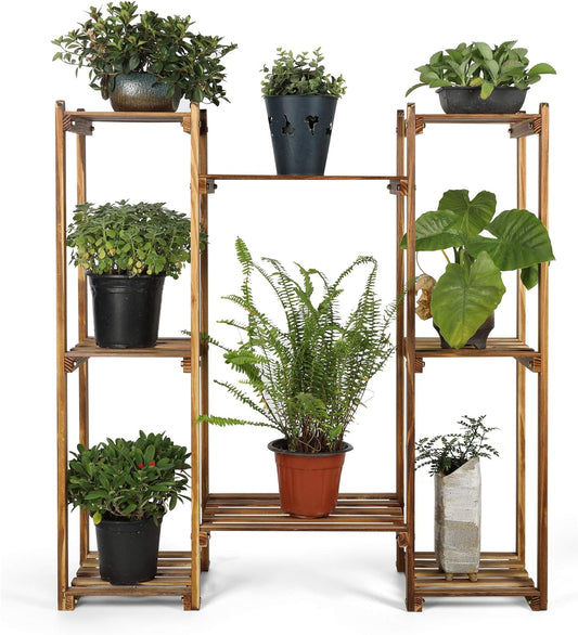 Plant Stand Wood Plant Rack Storage Display Shelf for Patio Garden Balcony Yard