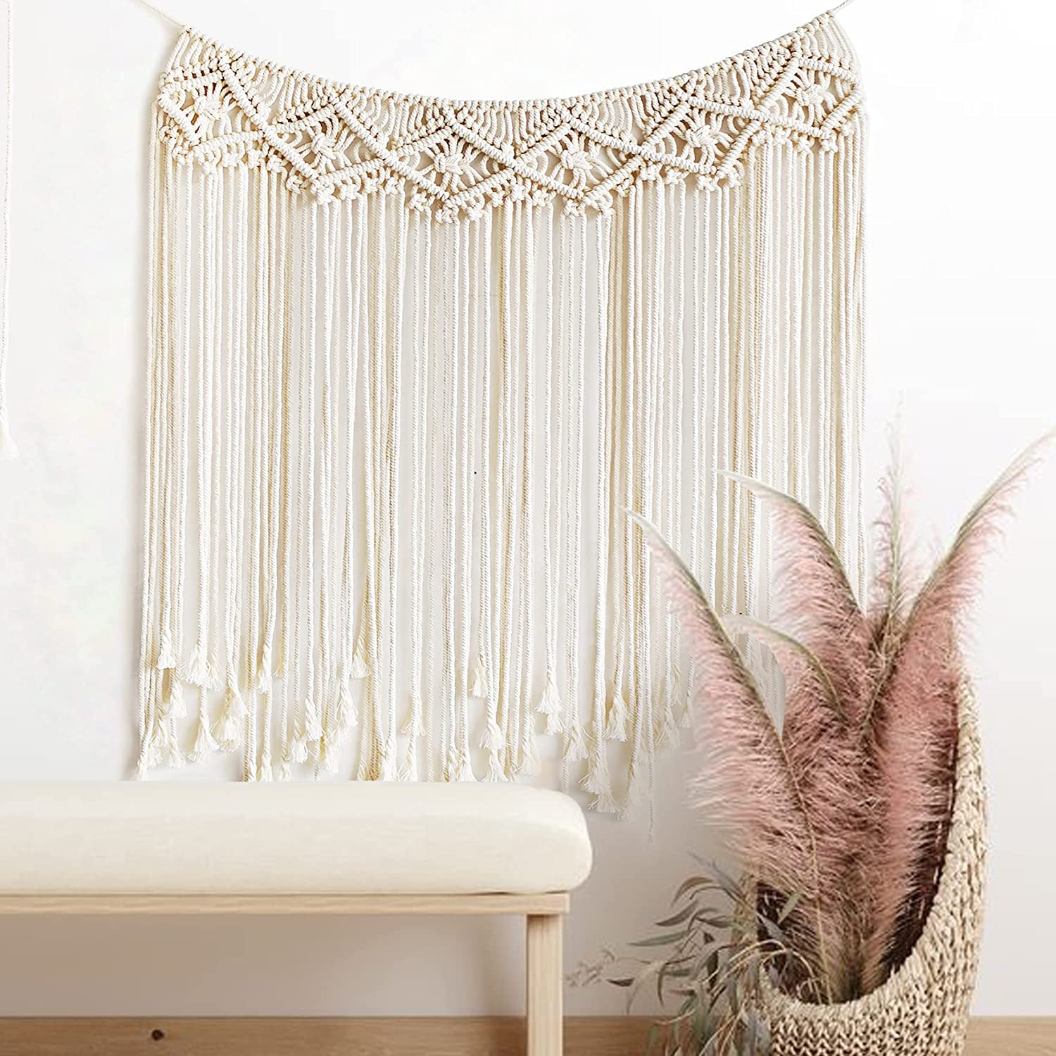 Macrame Wall Hanging Macrame Wall Decor Boho Wedding Hanger Cotton Handmade Wall Art Home Wall Decor,37"X 35"