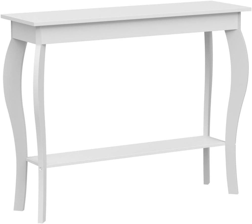 Narrow Console Table, Chic Accent Sofa Table, Entryway Table, White