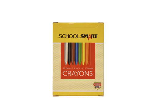 Pencil Grip 1593524 School Smart Triangle Crayon, Set of 16