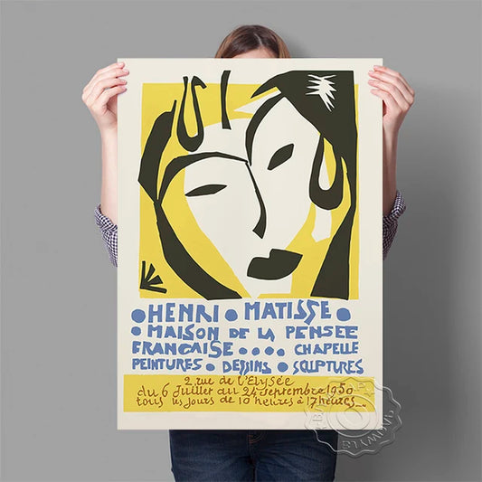 Henri Matisse Exhibition Poster Vintage Artist Wall Art Picture Abstract Face Prints Canvas Painting for Living Room Home Decor