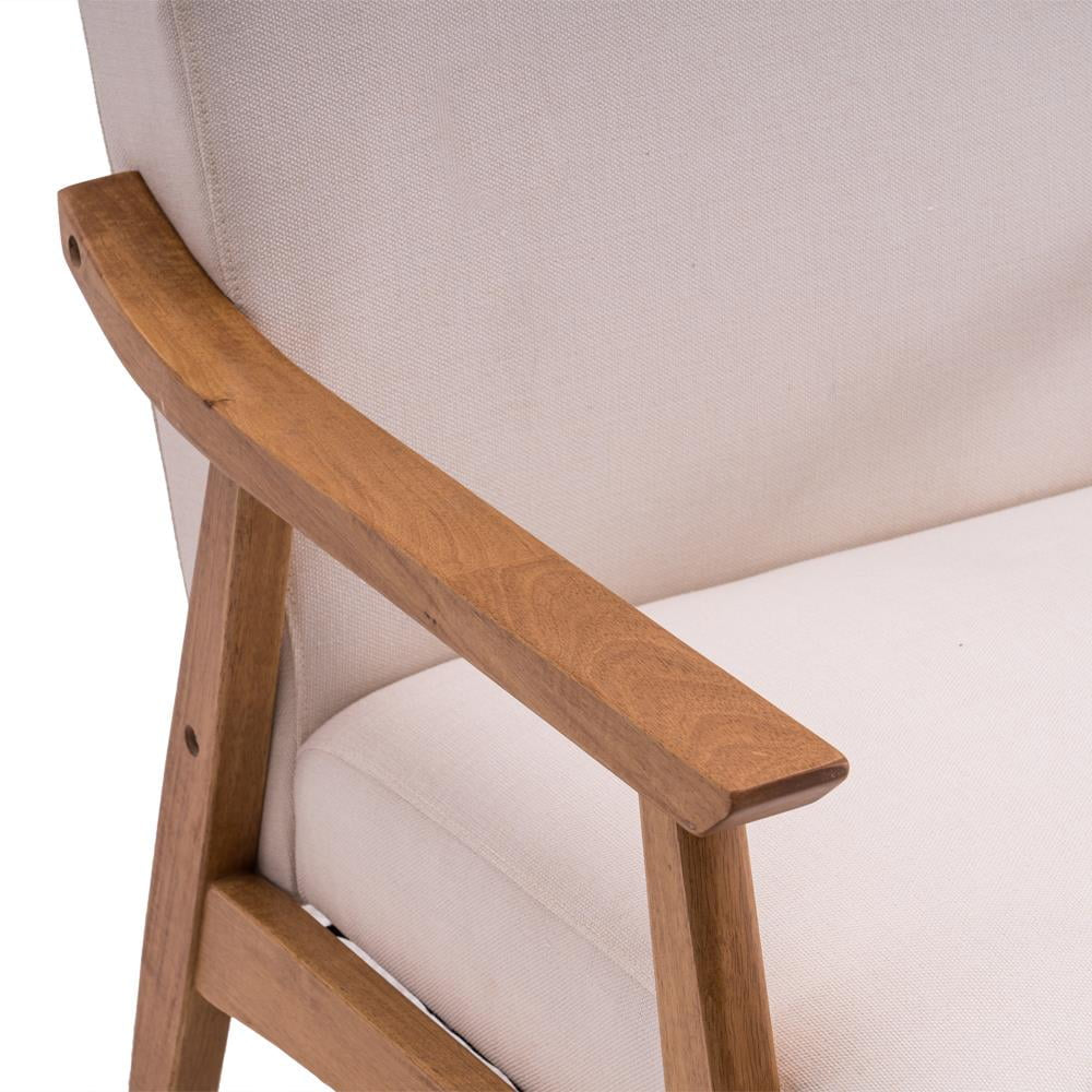 Wood Frame Fabric Accent Chair, 27.6" X 31.9" X 33.07",Beige