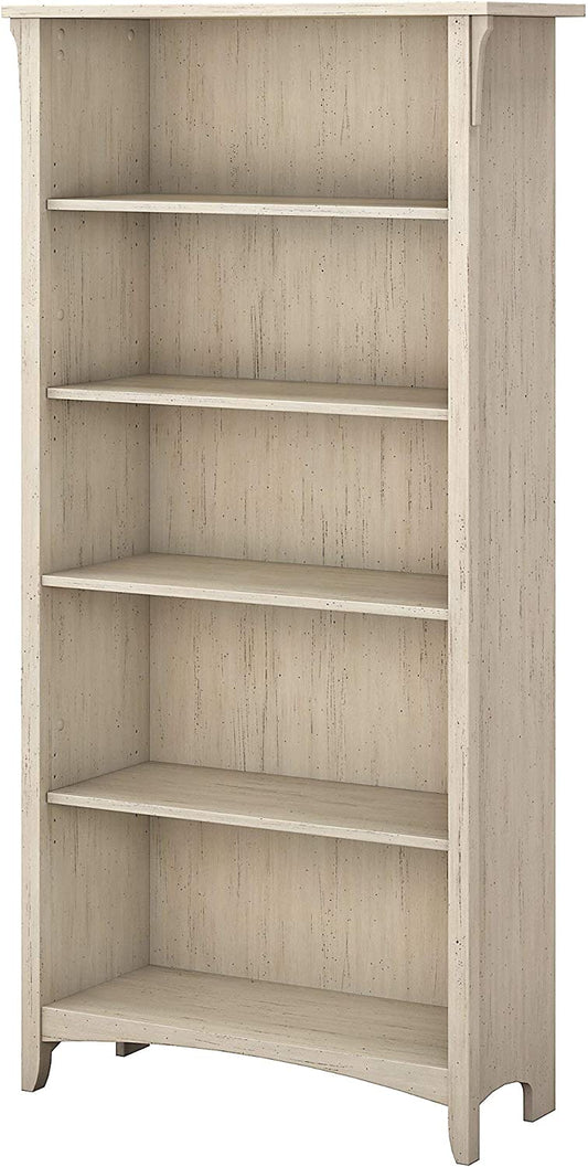 Bush Furniture Salinas Tall 5 Shelf Bookcase in Antique White