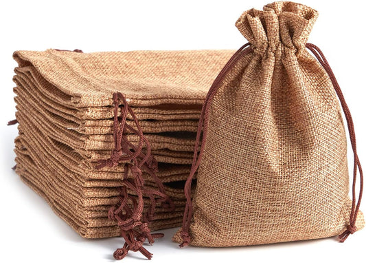 20 Pcs 5X7 Inch Linen Burlap Bags with Drawstring Reusable Grocery Craft Gift Bags for Christmas Birthday Wedding Party