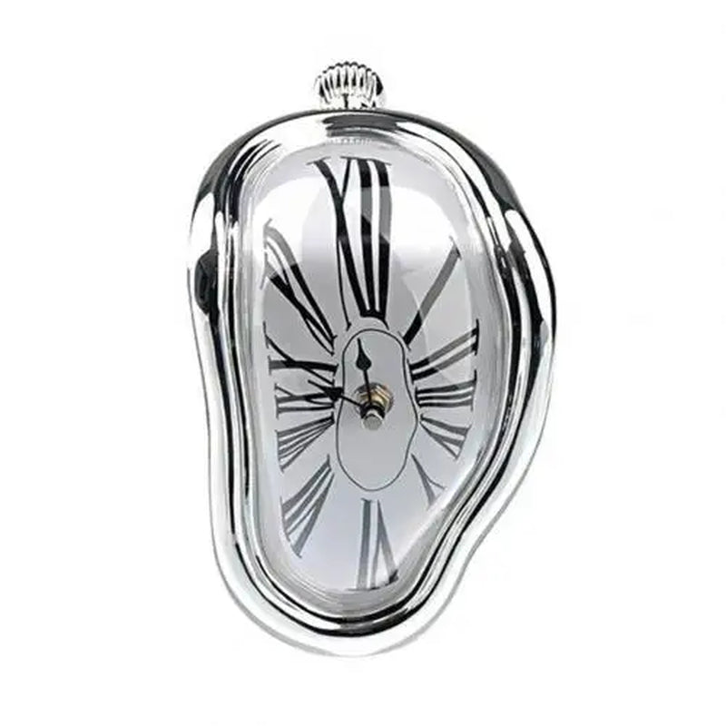 Retro Innovative Twisting Funny Melting Table Hanging Roman Numbers Mute Clock