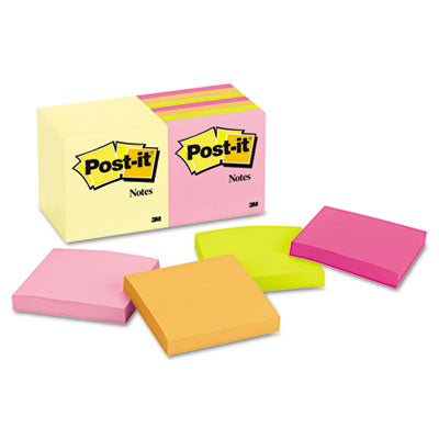 3M 65414YWM Note Pad Assortment  3 x 3  7 Canary Yellow & 7 Assort