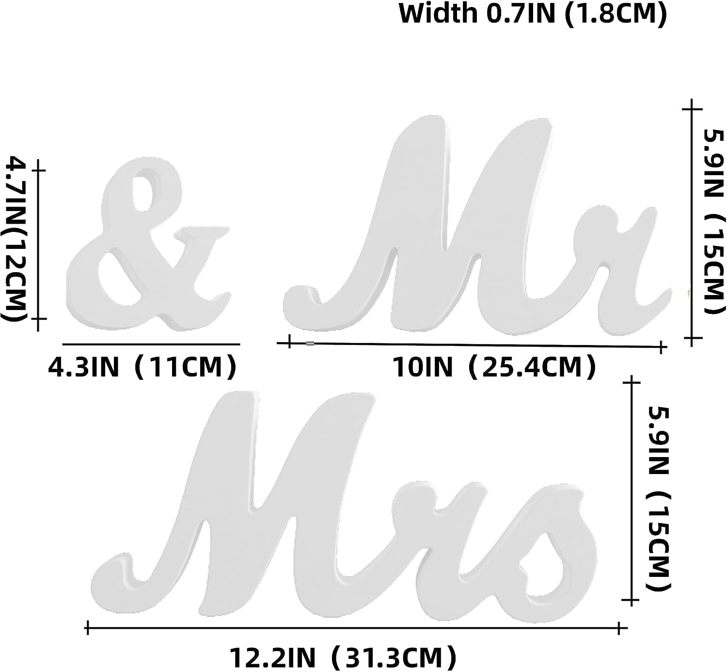 Large White Mr & Mrs Sign for Wedding Table with Just Married Banner - Wooden Letter Decorations for Anniversary