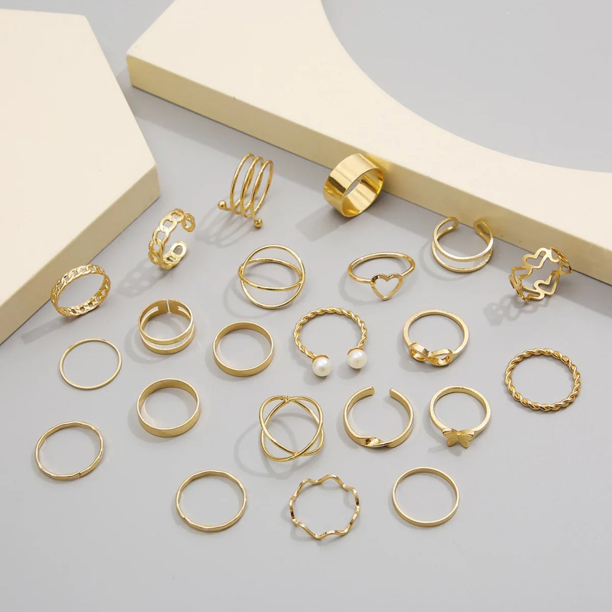 22PCS Knuckle Rings Stackable Rings Gold Wave Joint Finger for Women