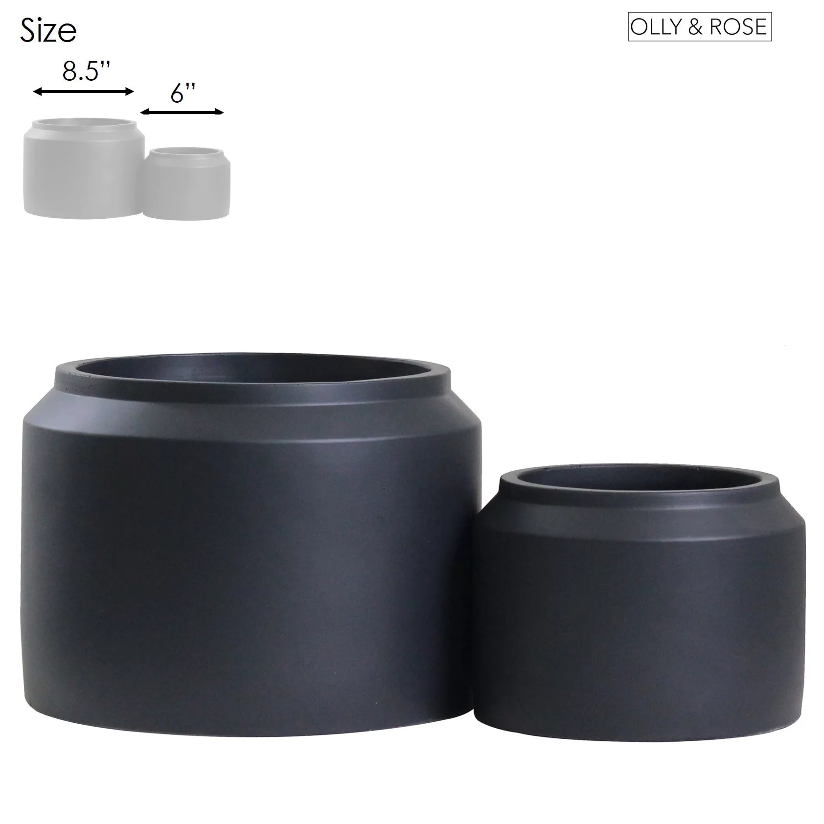 Porto Plant Pots - Matt Black Ceramic Jar Design Plant Pots Indoor & Outdoor Set 2 Planters